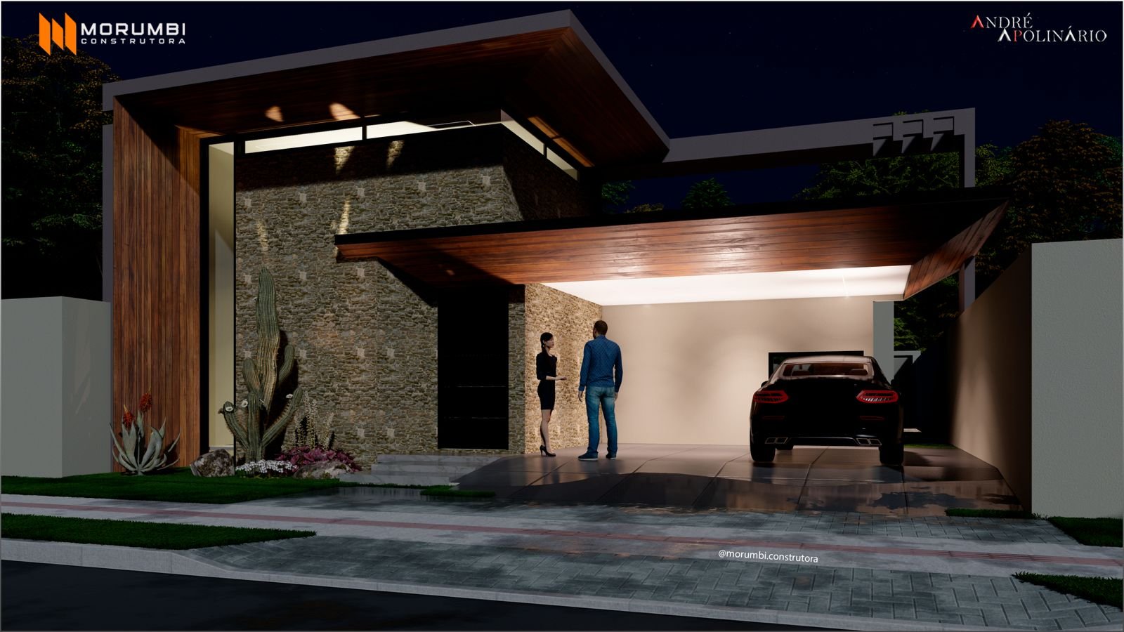 Detalhe da cobertura e esquadrias de alumínio